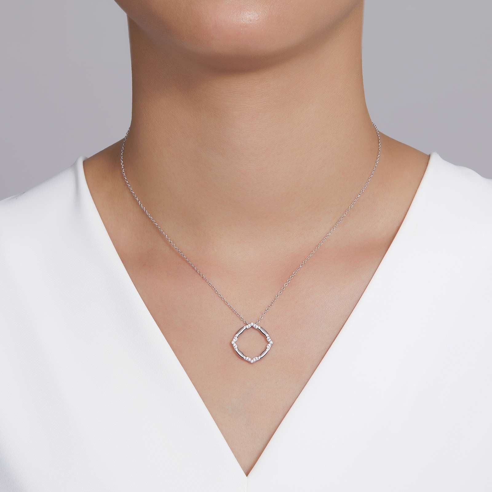 Lafonn Simulated Diamond Geometric Necklace N0232CLP20