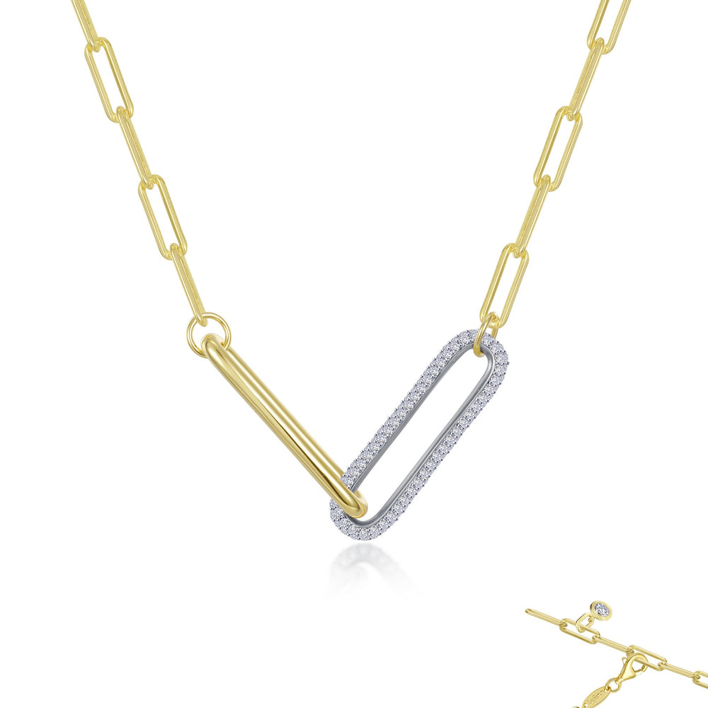 Lafonn Simulated Diamond Two-Tone Paperclip Necklace N0238CLT20