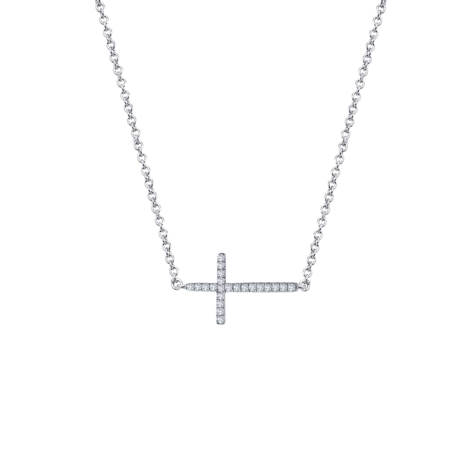 Lafonn Simulated Diamond Sideways Cross Necklace N2001CLP
