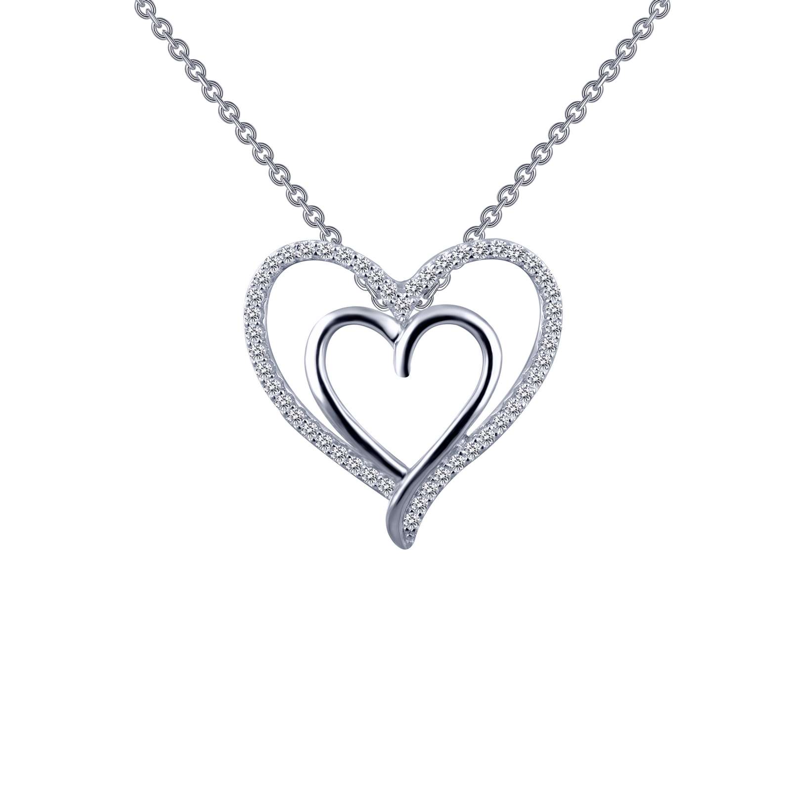 Lafonn Simulated Diamond Double Heart Necklace P0150CLP