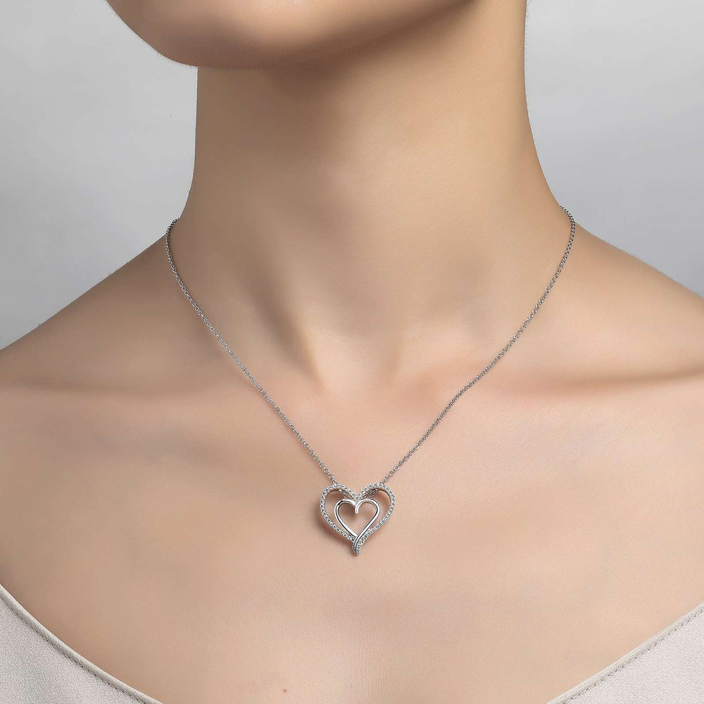 Lafonn Simulated Diamond Double Heart Necklace P0150CLP