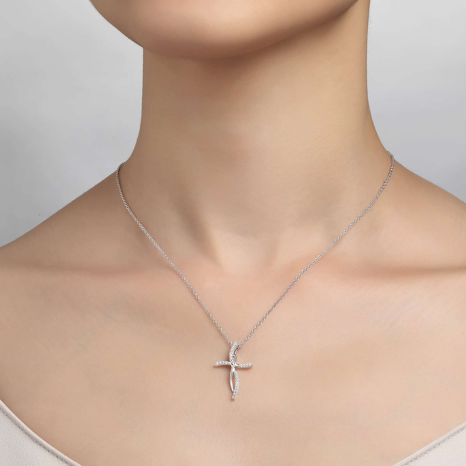 Lafonn Simulated Diamond 0.24ct Cross Necklace P0168CLP