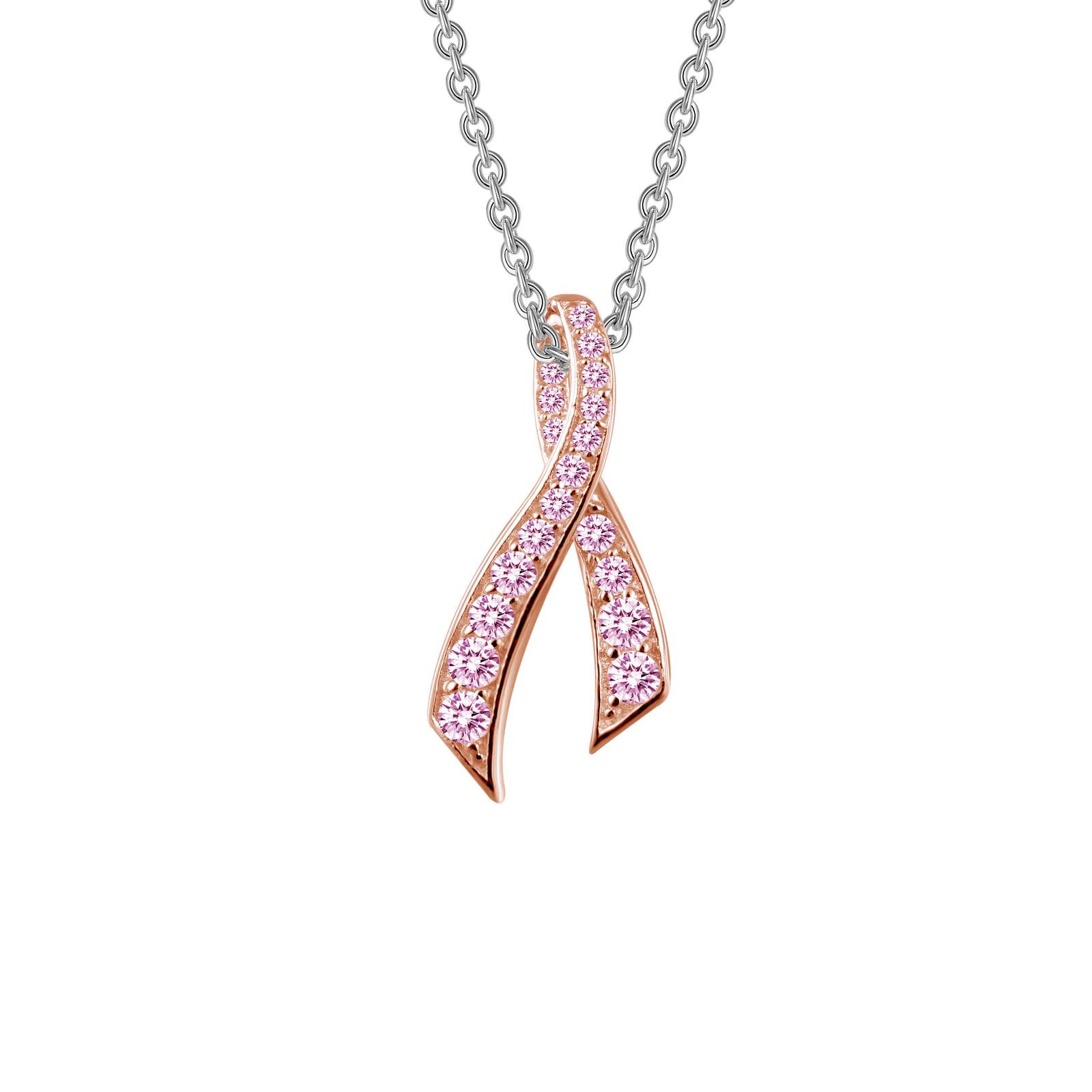 Lafonn Simulated Diamond Pink Ribbon Necklace P0172CPP18
