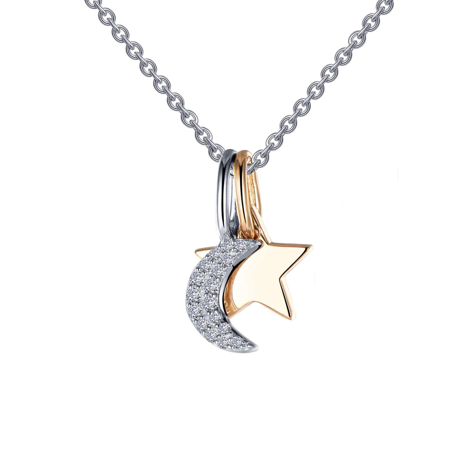 Lafonn Simulated Diamond Moon & Star Shadow Charm Necklace P0220CLT