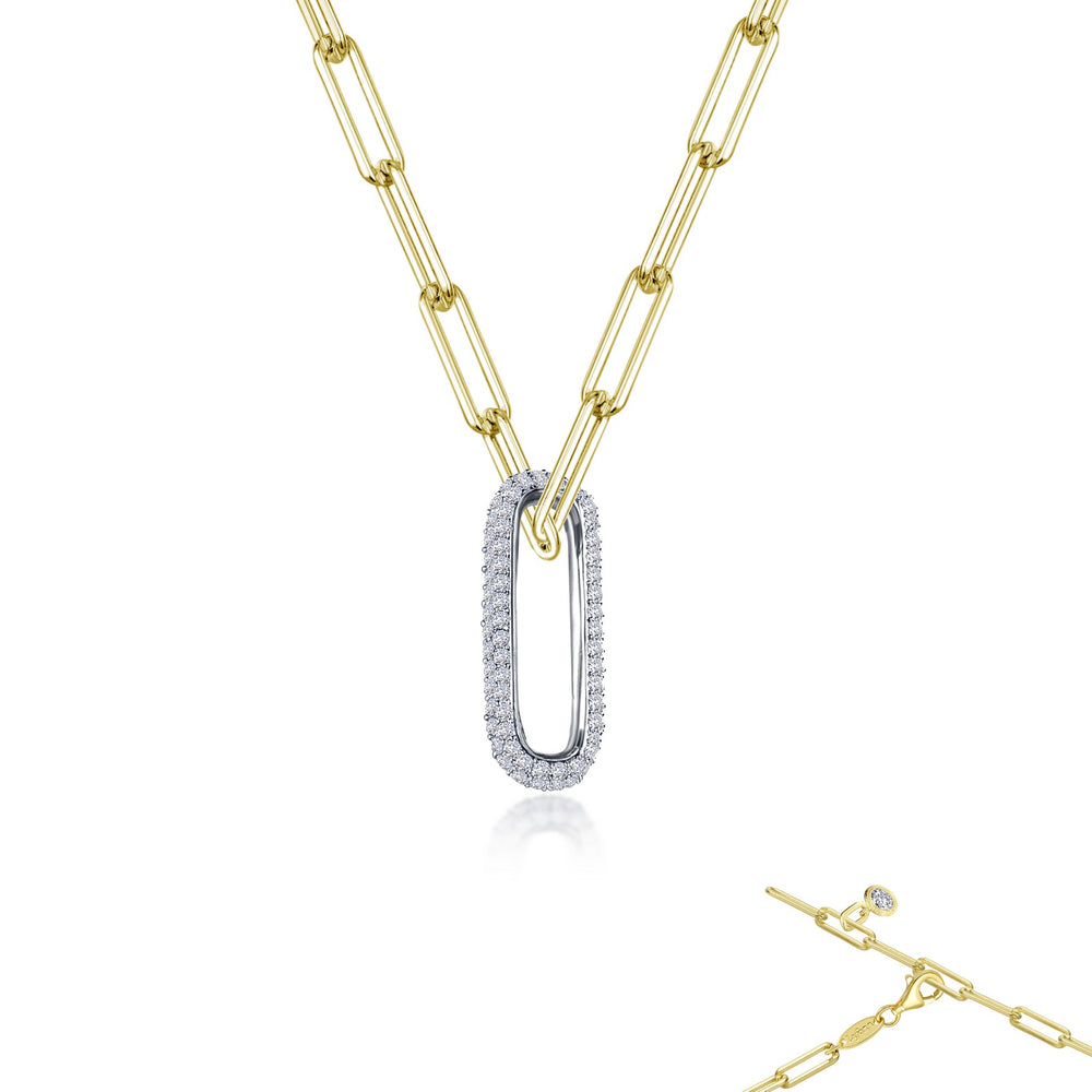 Lafonn Simulated Diamond Two-Tone Paperclip Necklace P0266CLT24