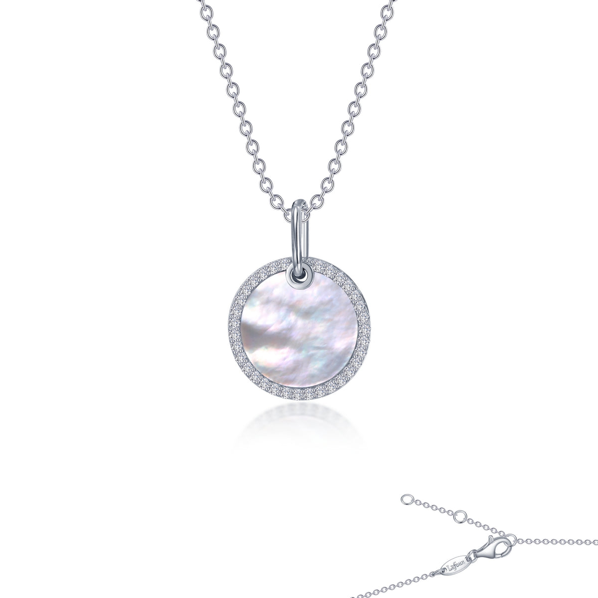 Lafonn Simulated Diamond Mother-of-Pearl Disc Necklace P0280PLP20