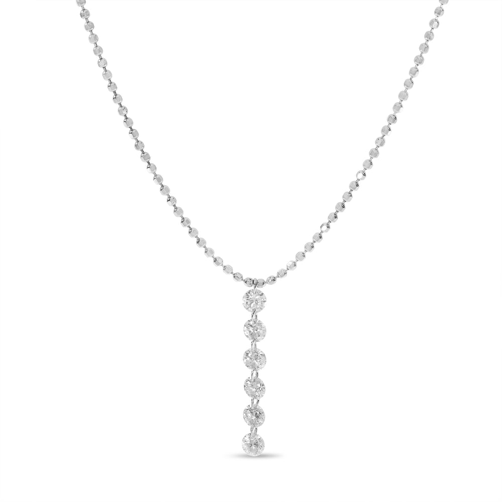14K White Gold 0.30ct. Dashing Diamond 6 Stone Drop Necklace