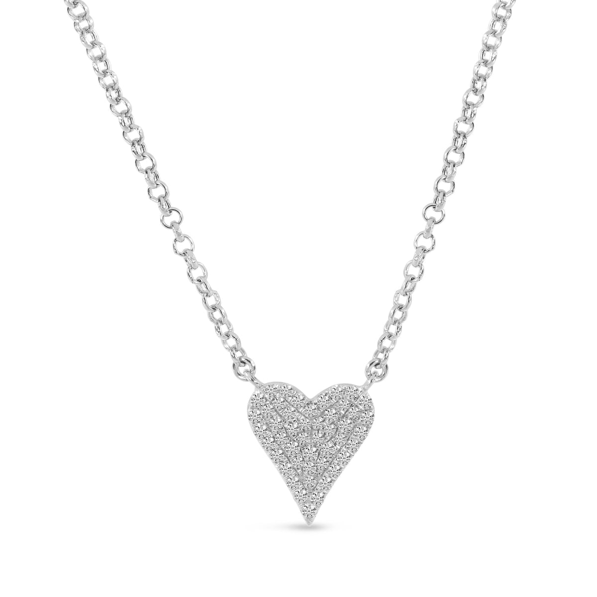 14K White Gold 0.14ct. Diamond Small Heart Necklace