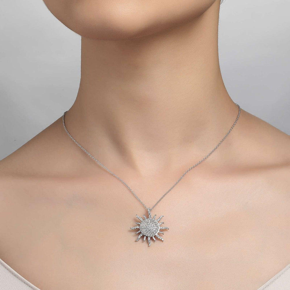 Lafonn Simulated Diamond Sunburst Pendant Necklace P3001CLP