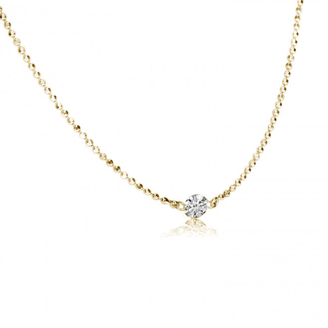 14K Yellow Gold 0.15ct. Dashing Diamond Solitaire Necklace
