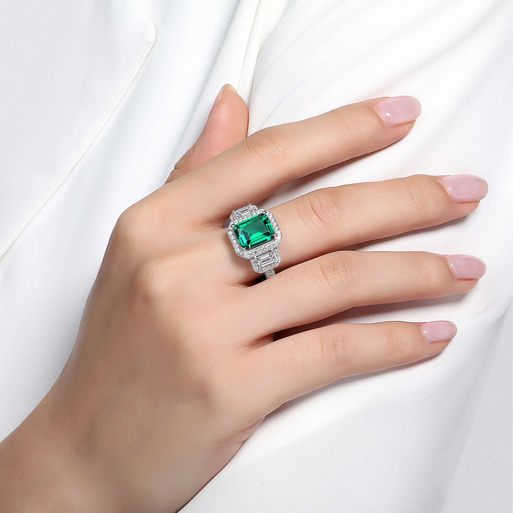 Lafonn Simulated Diamond & Emerald Three-Stone Anniversary Ring R0070CEP