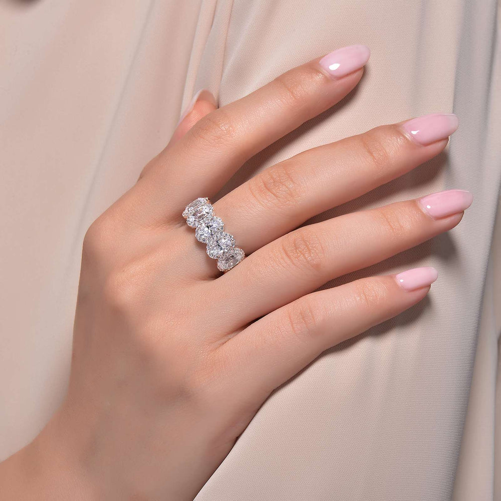 Lafonn Simulated Diamond Oval Halo Anniversary Eternity Ring R0137CLP