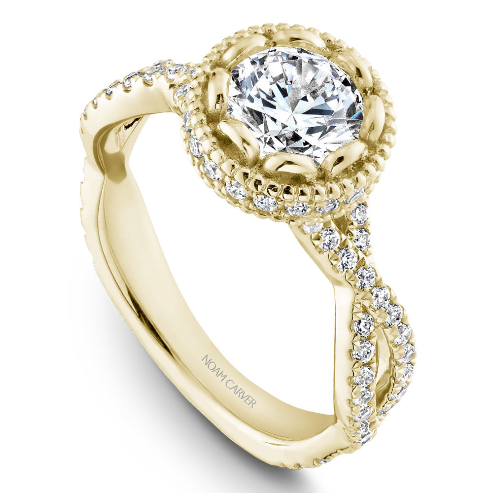 Noam Carver Vintage Halo Twisted Shoulders Diamond Engagement Ring R015-01A