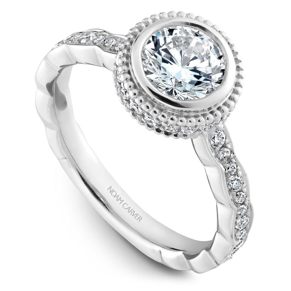 Noam Carver Bezel Halo Diamond Engagement Ring R018-01A