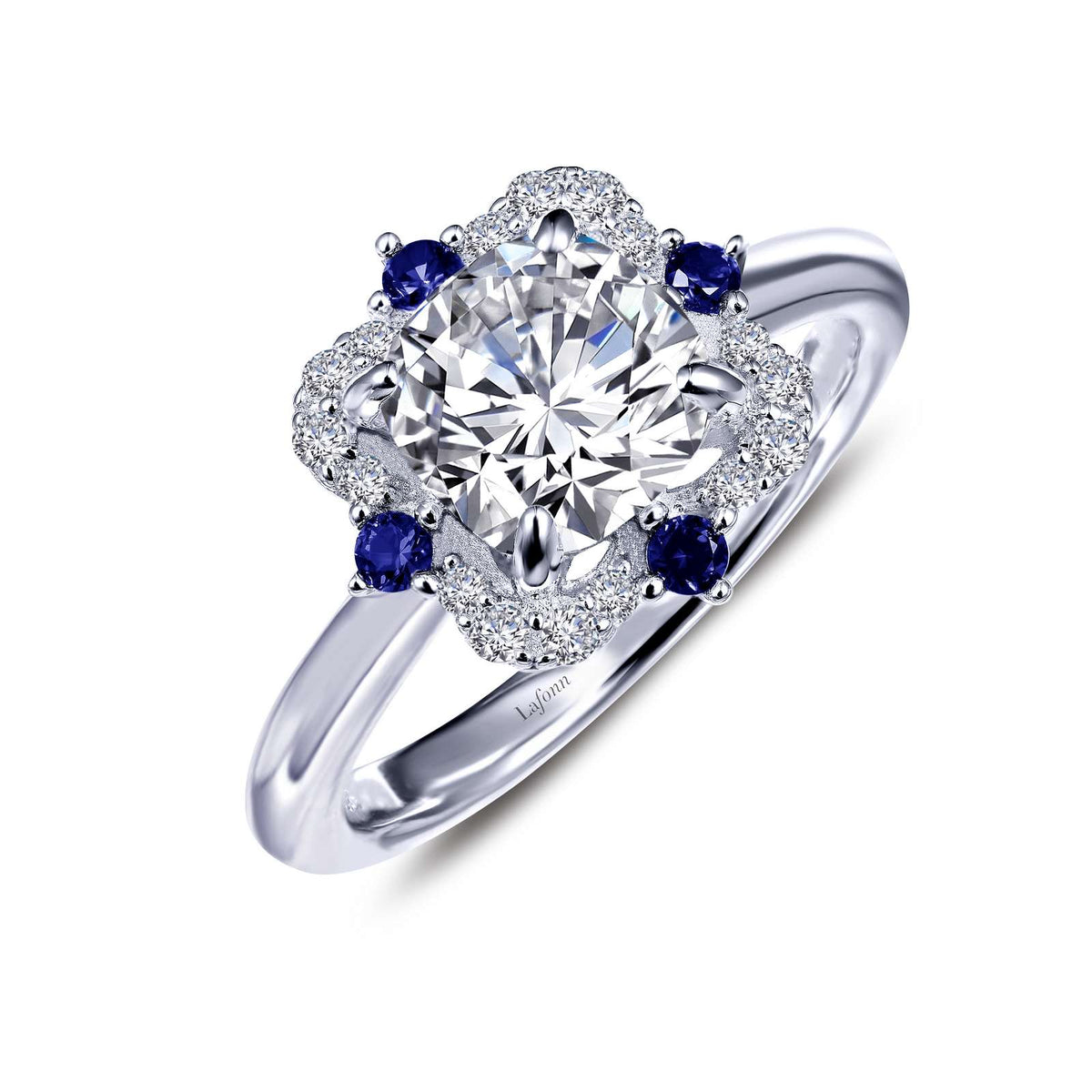 Lafonn Simulated Diamond &amp; Blue Sapphire Art Deco Inspired Ring R0227CSP