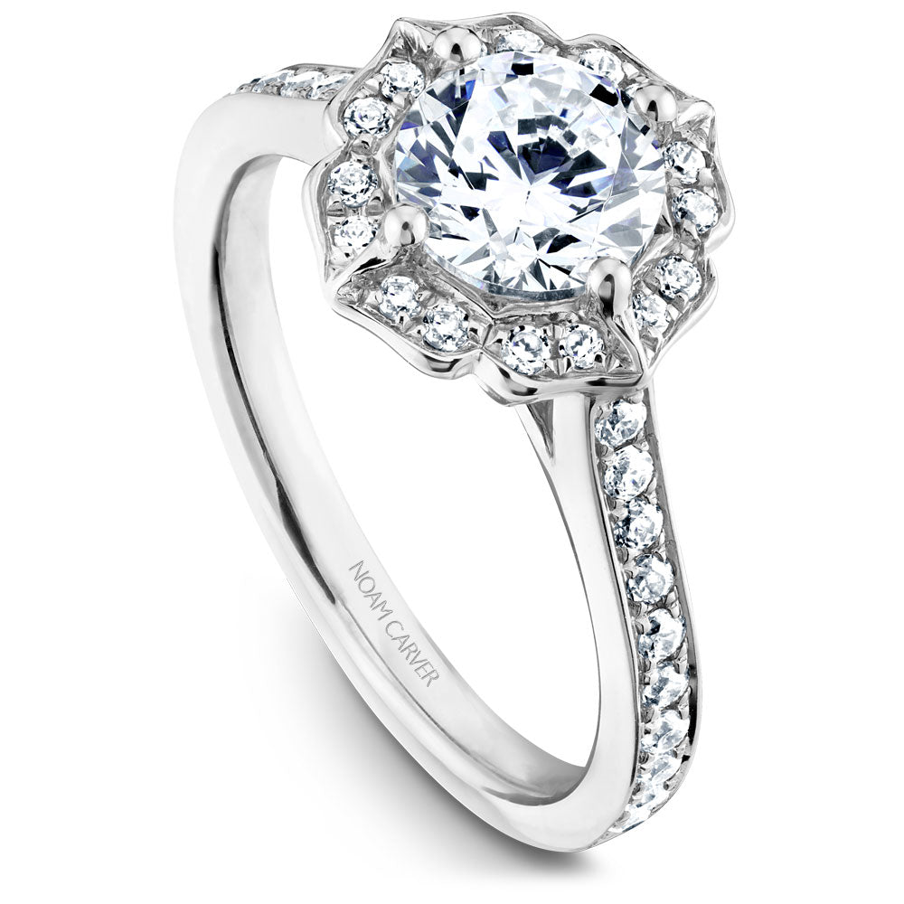 Noam Carver Vintage Inspired Floral Halo Diamond Engagement Ring R031-01A