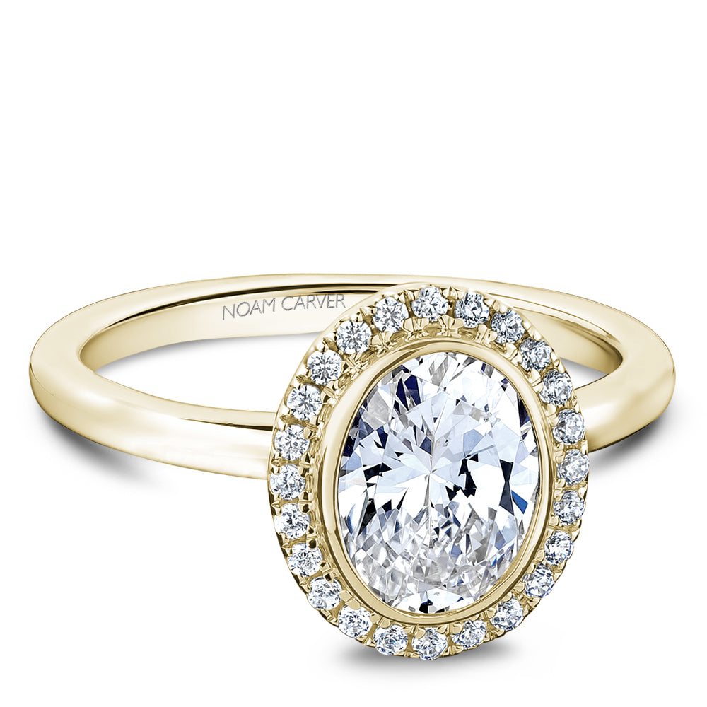 Noam Carver Bezel Set Oval Diamond Halo Solitaire Engagement Ring R057-02A