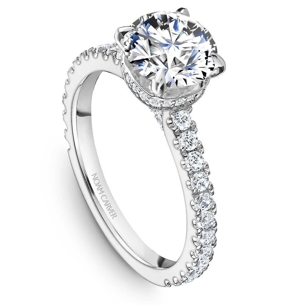 Noam Carver Diamond Engagement Ring with Diamond Peek-A-Boo Halo R059-01A