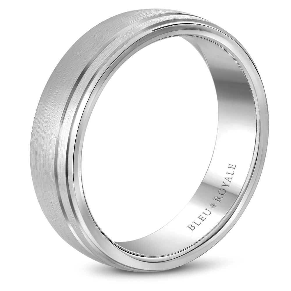 Bleu Royale 6.5MM Wedding Band with Sandpaper Center and High Polish Edge RYL-001W65