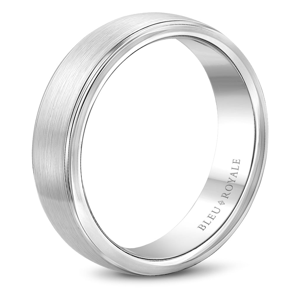 Bleu Royale 6.5MM Wedding Band with Brushed Center and High Polish Edge RYL-004W65
