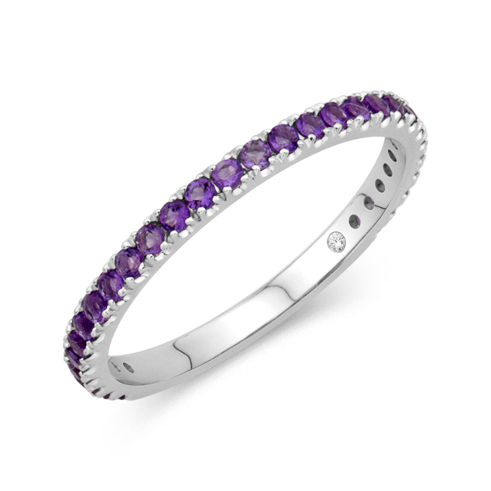 14K White Gold 0.38cttw. Amethyst Stackable Birthstone Ring - February