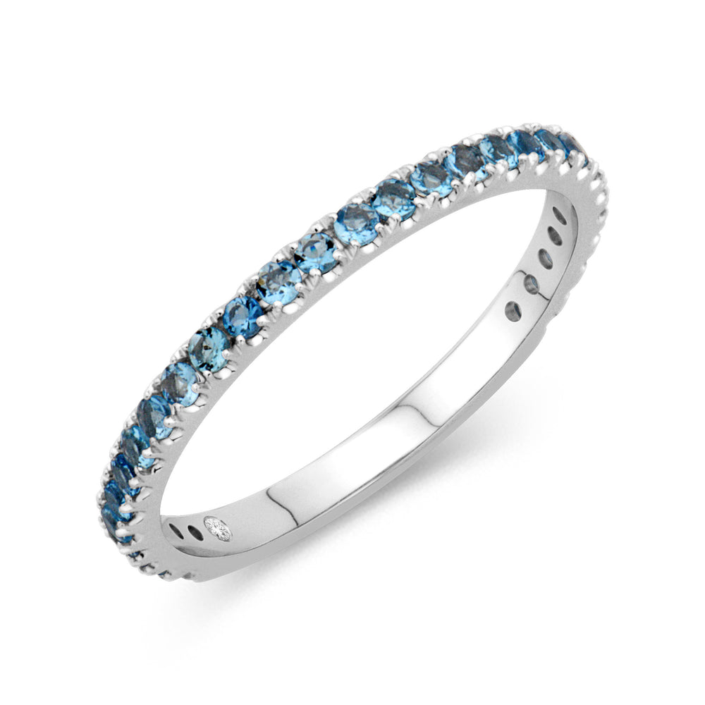 14K White Gold 0.37cttw. Aquamarine Stackable Birthstone Ring - March