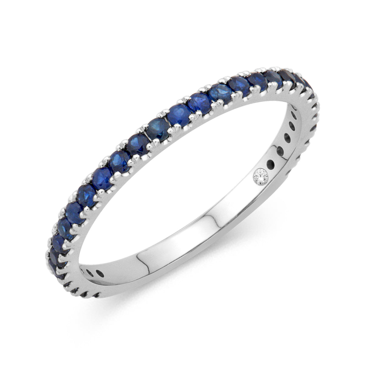 14K White Gold 0.52cttw. Blue Sapphire Stackable Birthstone Ring - September