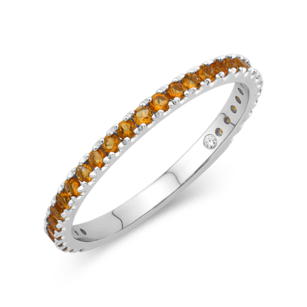 14K White Gold 0.36cttw. Yellow Citrine Stackable Birthstone Ring - November