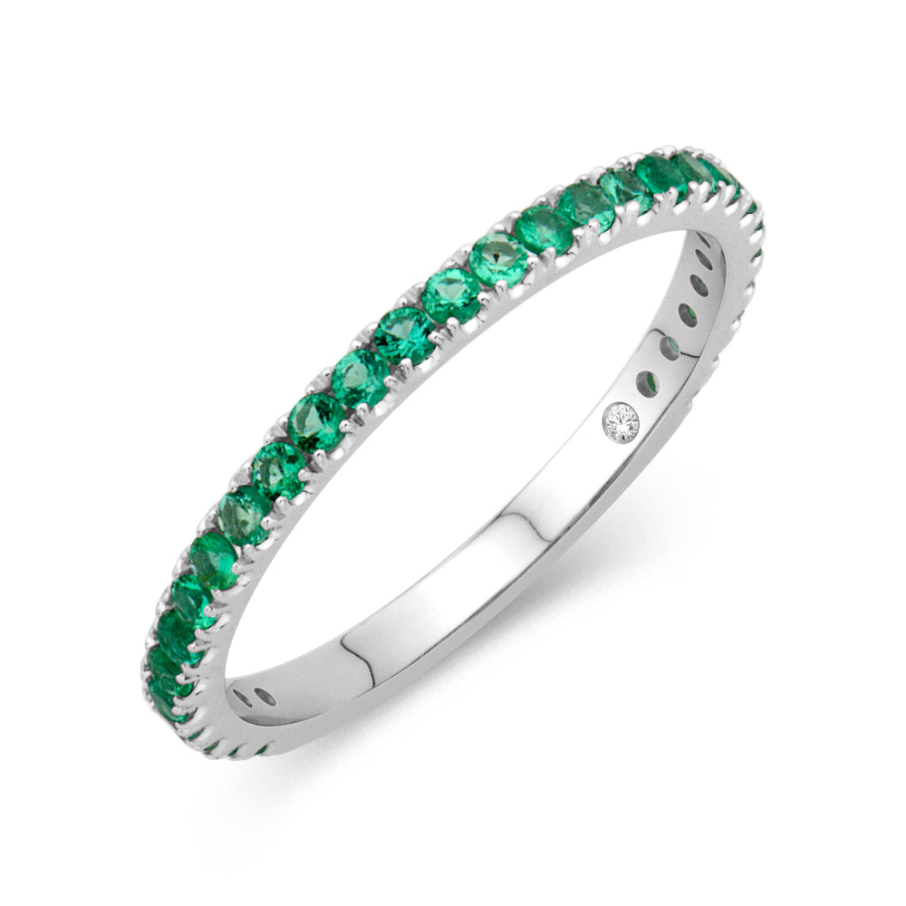 14K White Gold 0.37cttw. Emerald Stackable Birthstone Ring - May