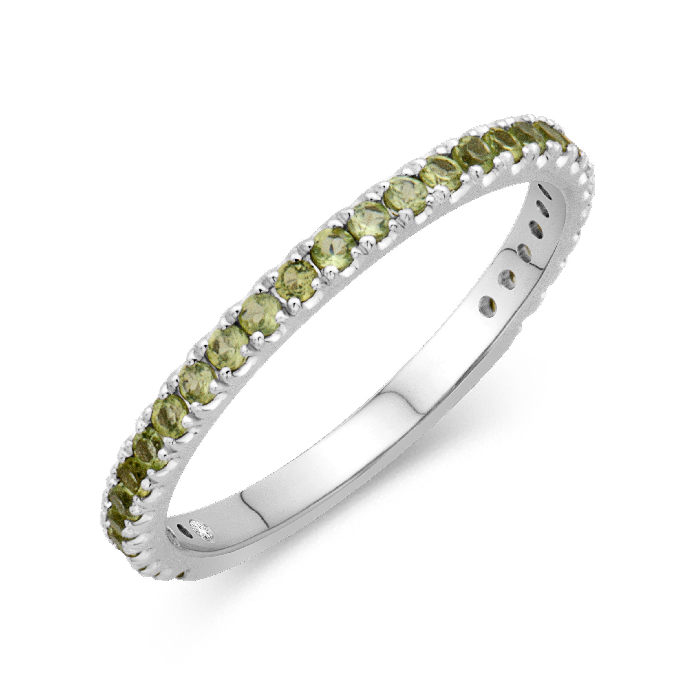 アクセサリー 14K White Gold Peridot Diamond & Peridot Band Filigree Design Ring 14k White Gold