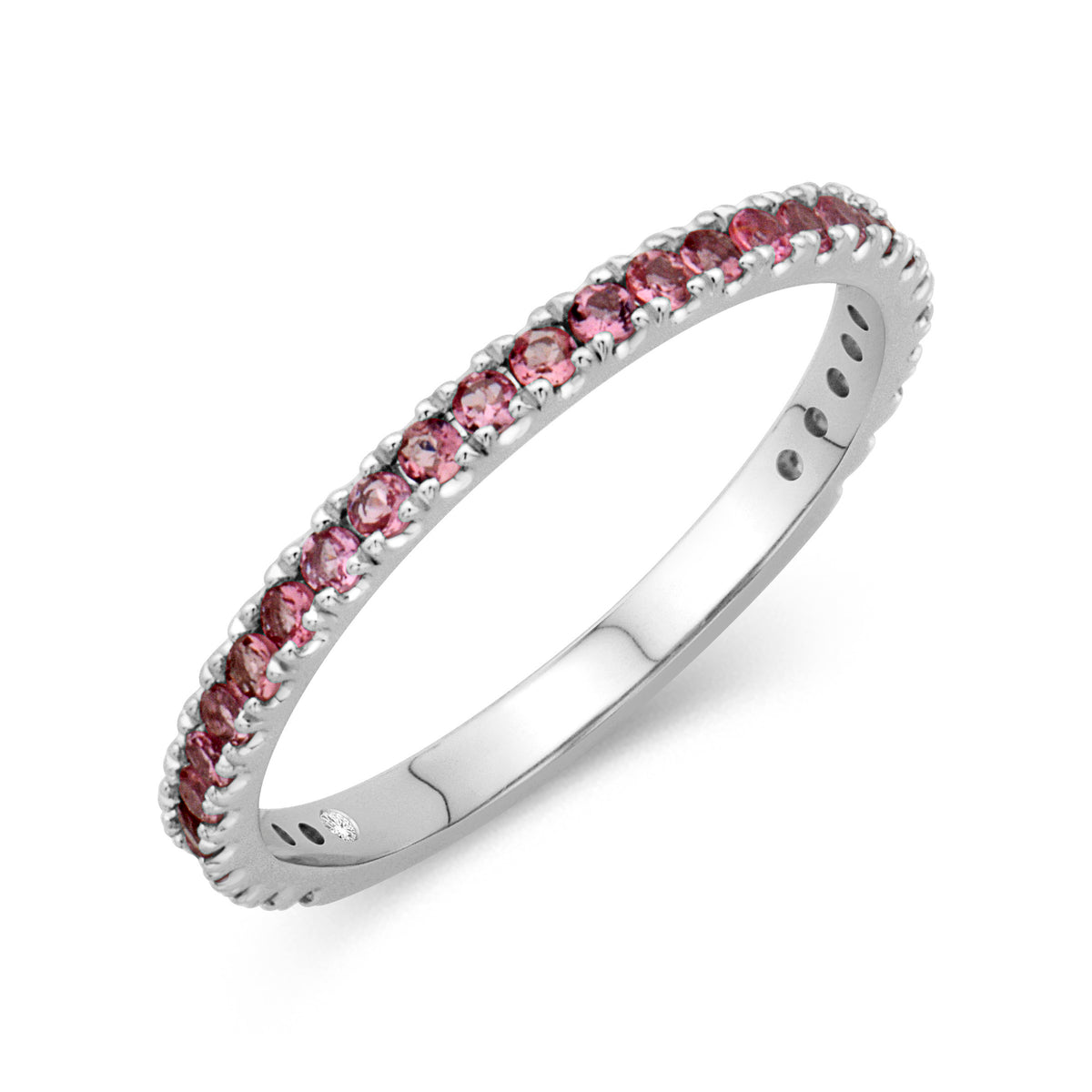 14K White Gold 0.36cttw. Pink Tourmaline Stackable Birthstone Ring - October