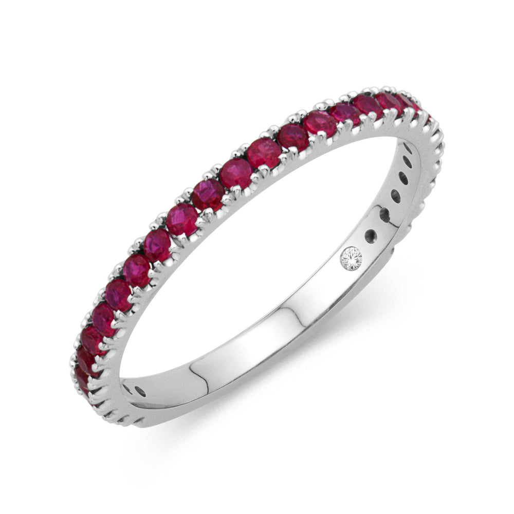 14K White Gold 0.50cttw. Ruby Stackable Birthstone Ring - July
