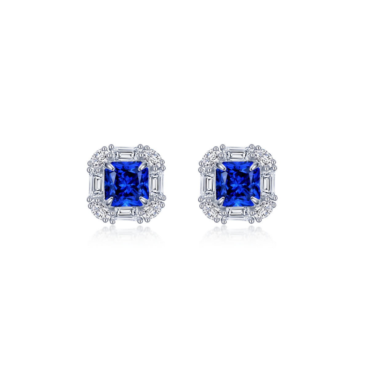 Lafonn Simulated Diamond &amp; Fancy Lab Grown Sapphire Halo Stud Earrings SYE001SP00