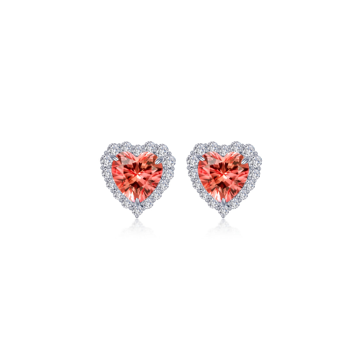 Lafonn Simulated Diamond &amp; Fancy Lab Grown Sapphire Halo Heart Earrings SYE014RP00