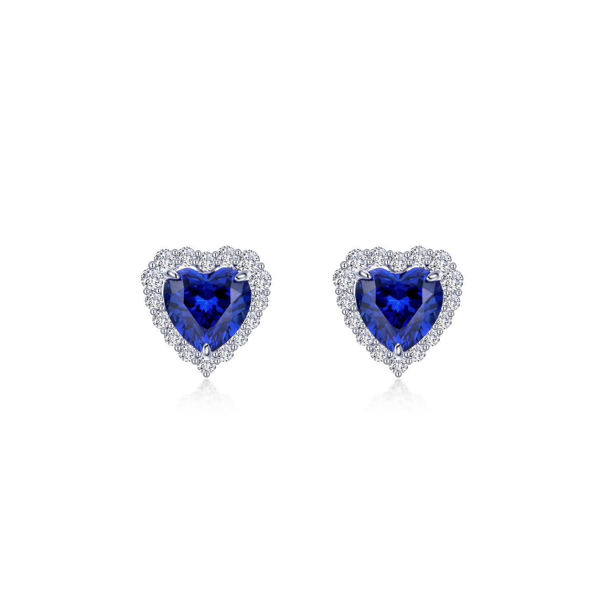 Lafonn Simulated Diamond &amp; Fancy Lab Grown Sapphire Halo Heart Earrings SYE014SP00