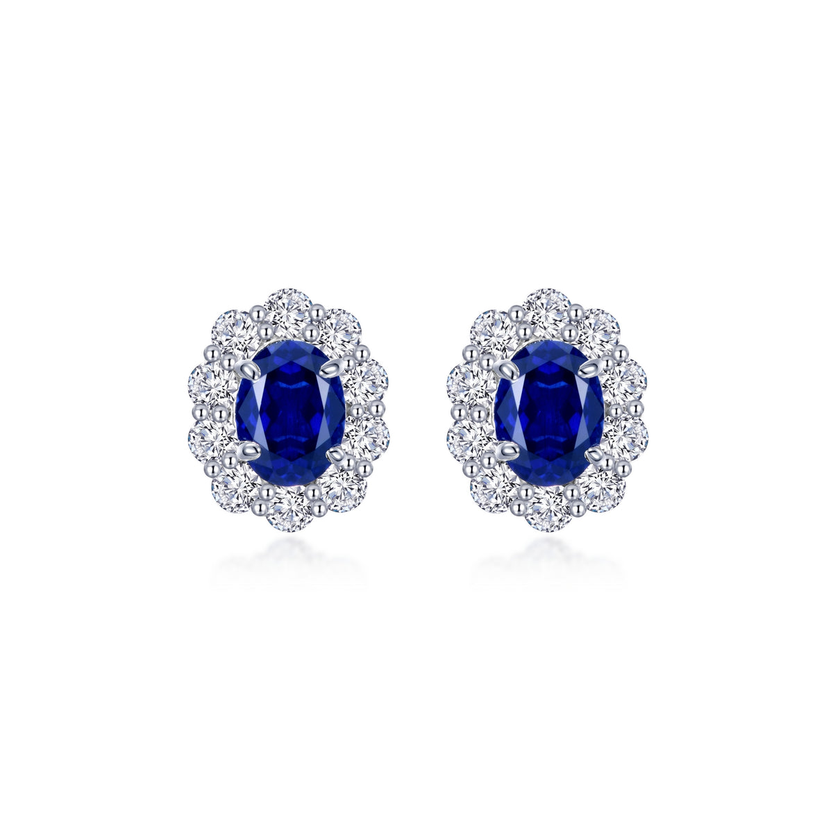 Lafonn Simulated Diamond &amp; Fancy Lab Grown Sapphire Halo Stud Earrings SYE017SP00