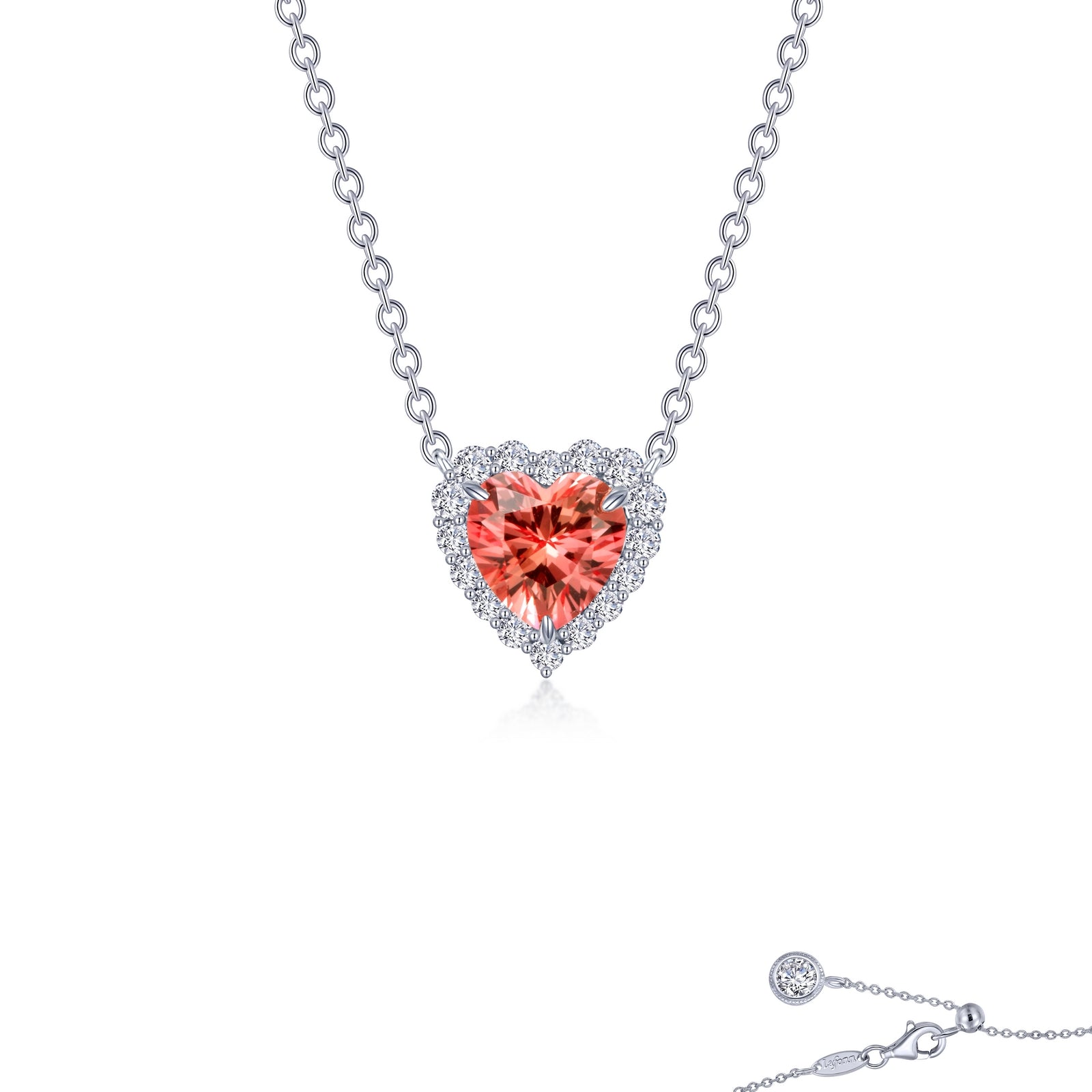 Lafonn Simulated Diamond & Fancy Lab Grown Sapphire Halo Heart Necklace SYN001RP20