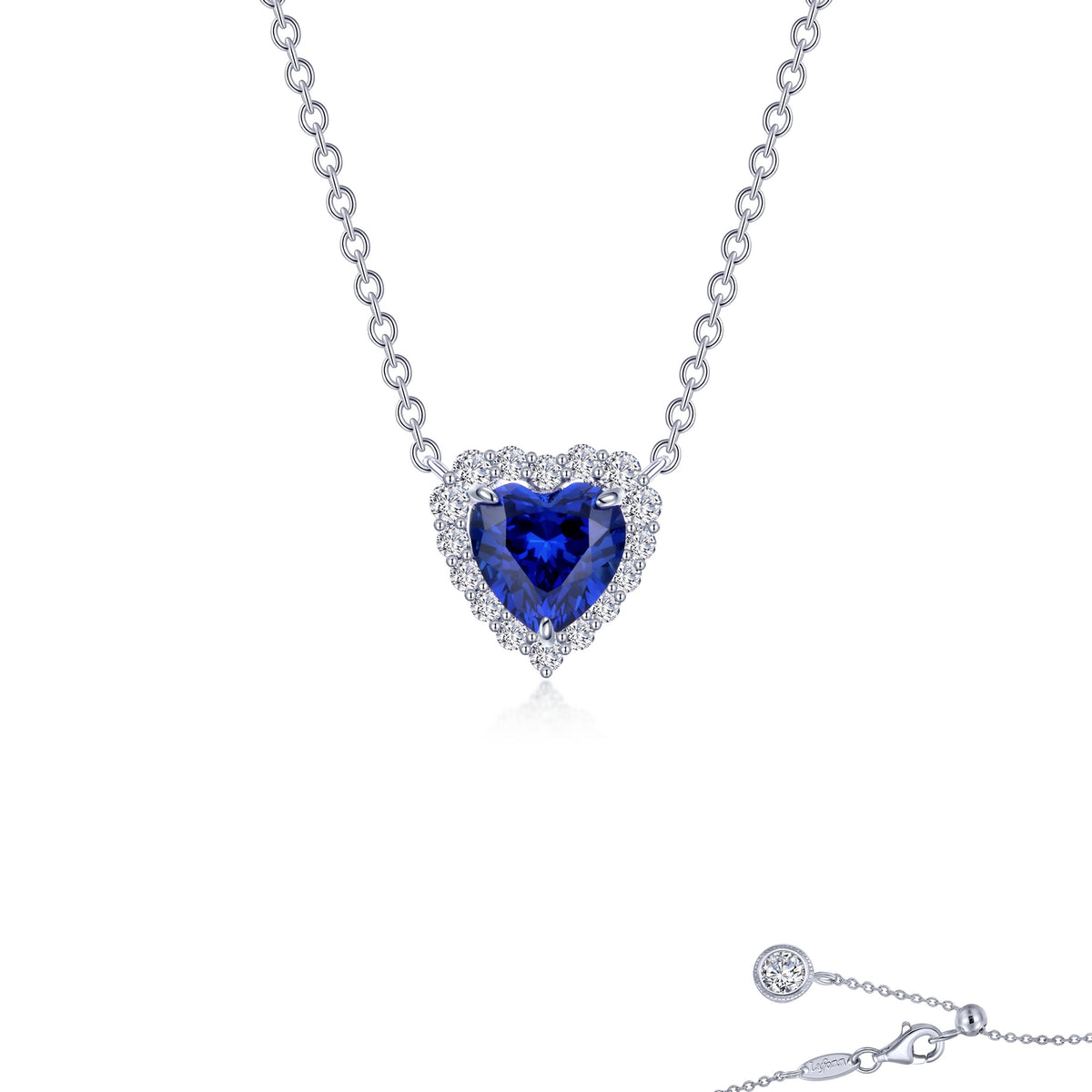 Lafonn Simulated Diamond &amp; Fancy Lab Grown Sapphire Halo Heart Necklace SYN001SP20