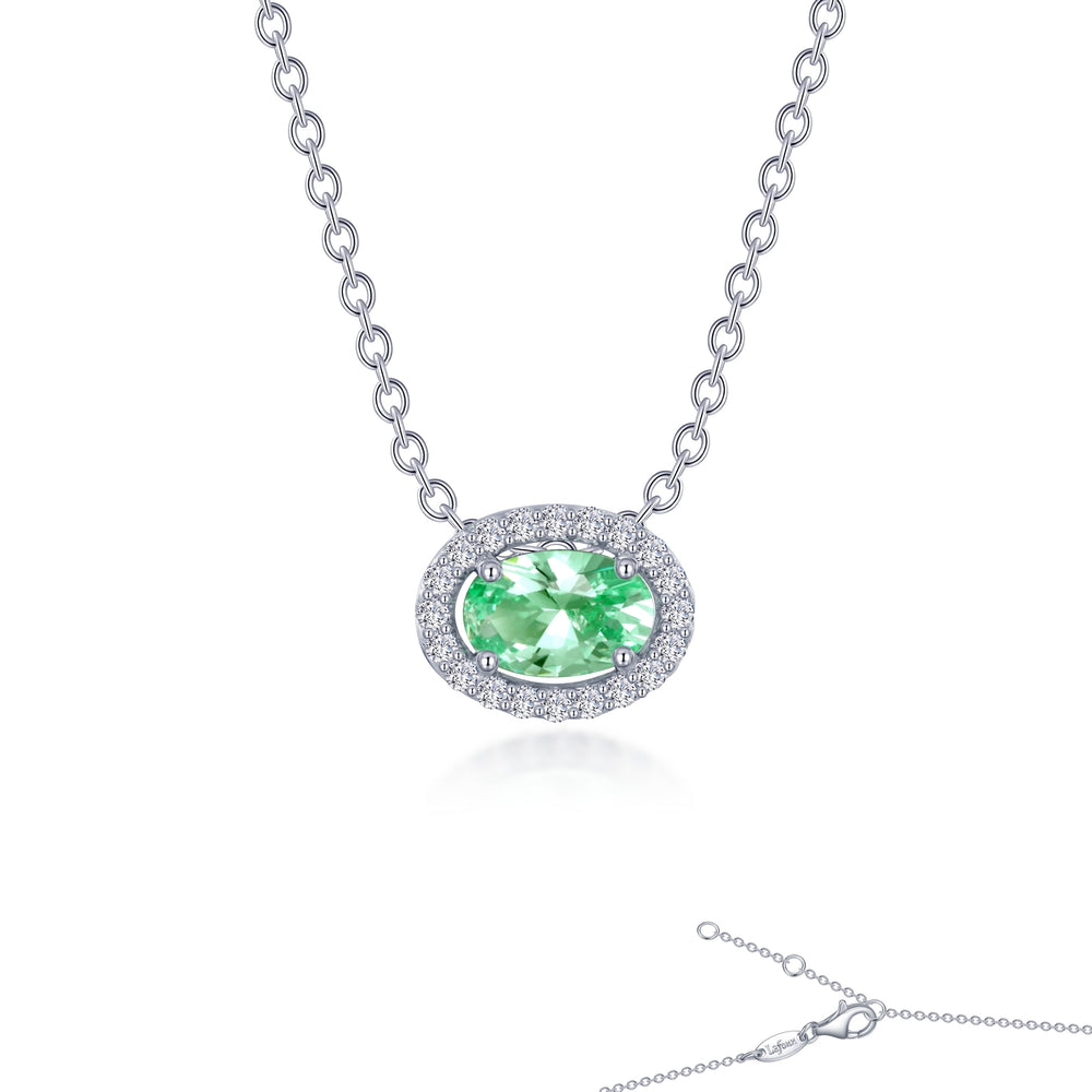 Lafonn Simulated Diamond & Fancy Lab Grown Sapphire Halo Necklace SYN009GP18