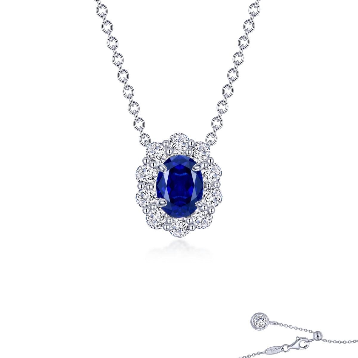 Lafonn Simulated Diamond &amp; Fancy Lab Grown Sapphire Halo Necklace SYN013SP20