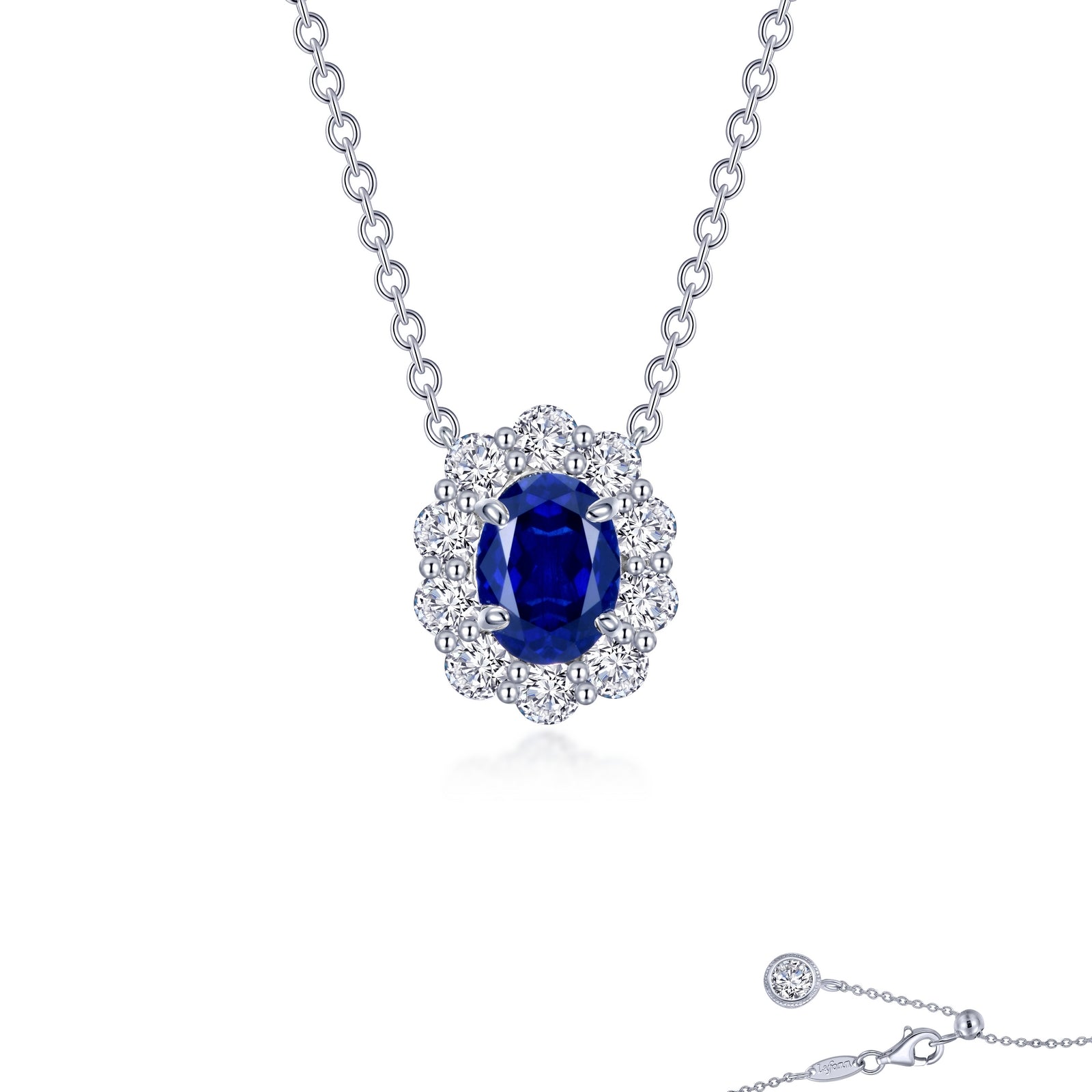 Lafonn Simulated Diamond & Fancy Lab Grown Sapphire Halo Necklace SYN013SP20