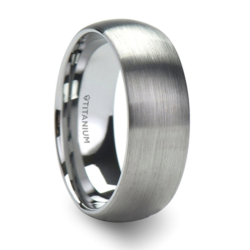 Thorsten Eris Titanium Brushed Finish Domed Wedding Band (8mm) T1016-TDB