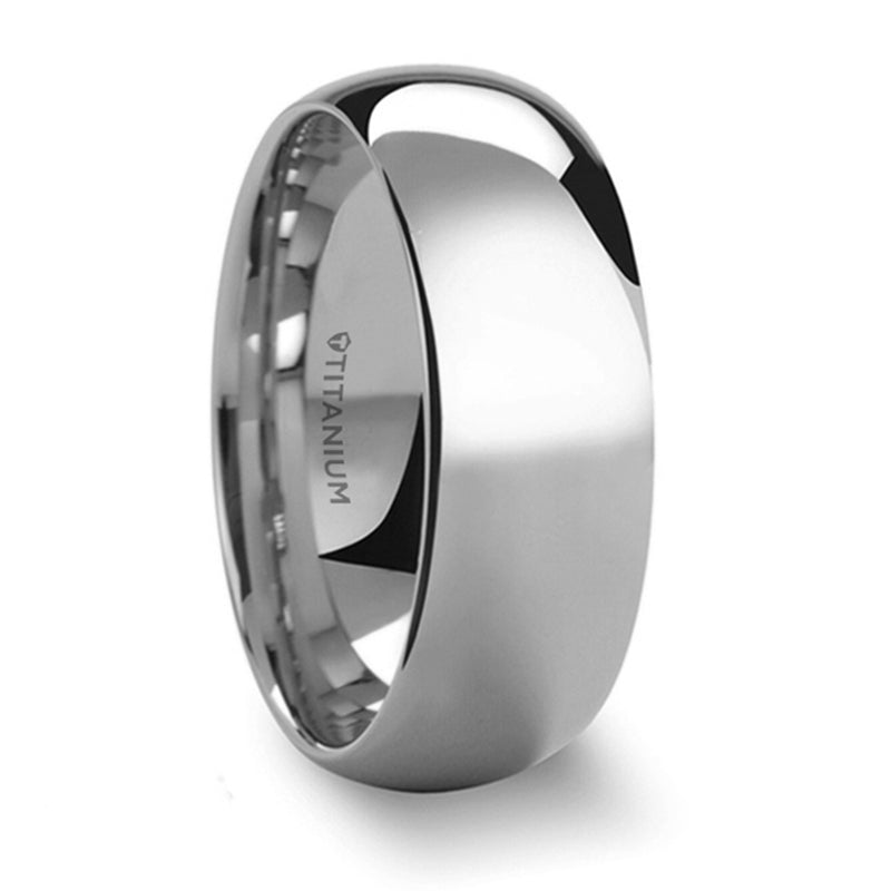 Thorsten Peterson Titanium Polished Finish Domed Wedding Band (8mm) T6003-TDP
