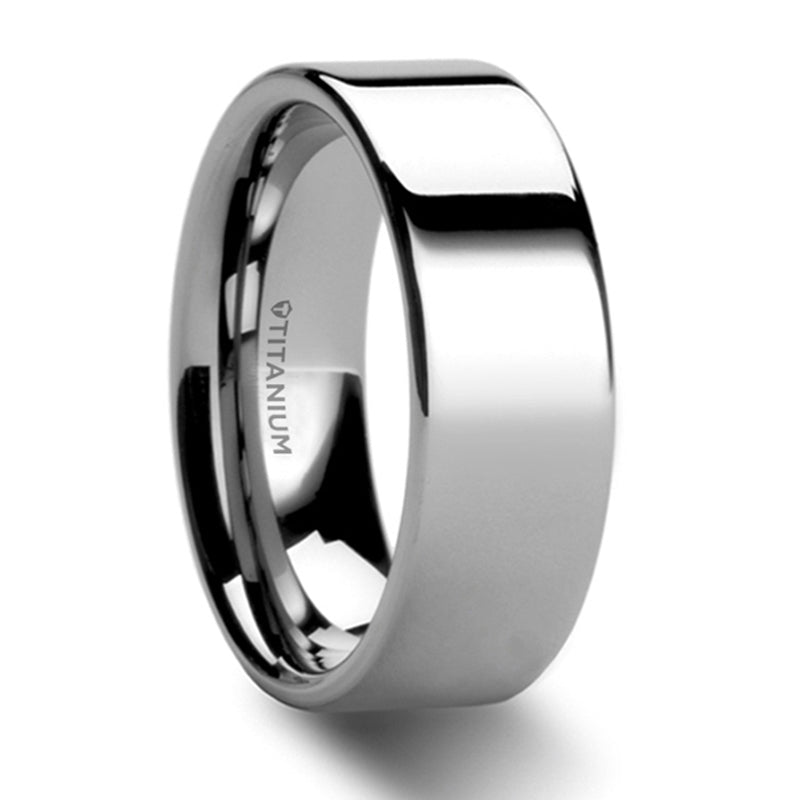 Thorsten Hardy Polished Finish Flat Style Titanium Wedding Ring (8mm) T6008-FTP