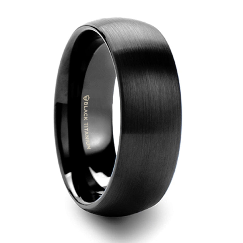 Thorsten Marauder Domed Brushed Finish Black Titanium Wedding Band (8mm) T6009-BTDB