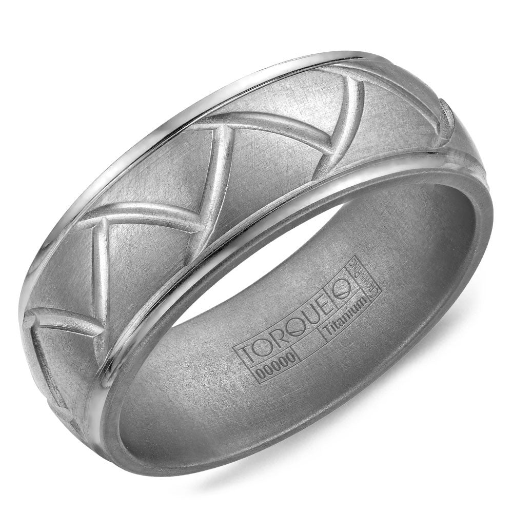 Torque Titanium Collection 8MM Wedding Band with Carved Design TI-0091-R10