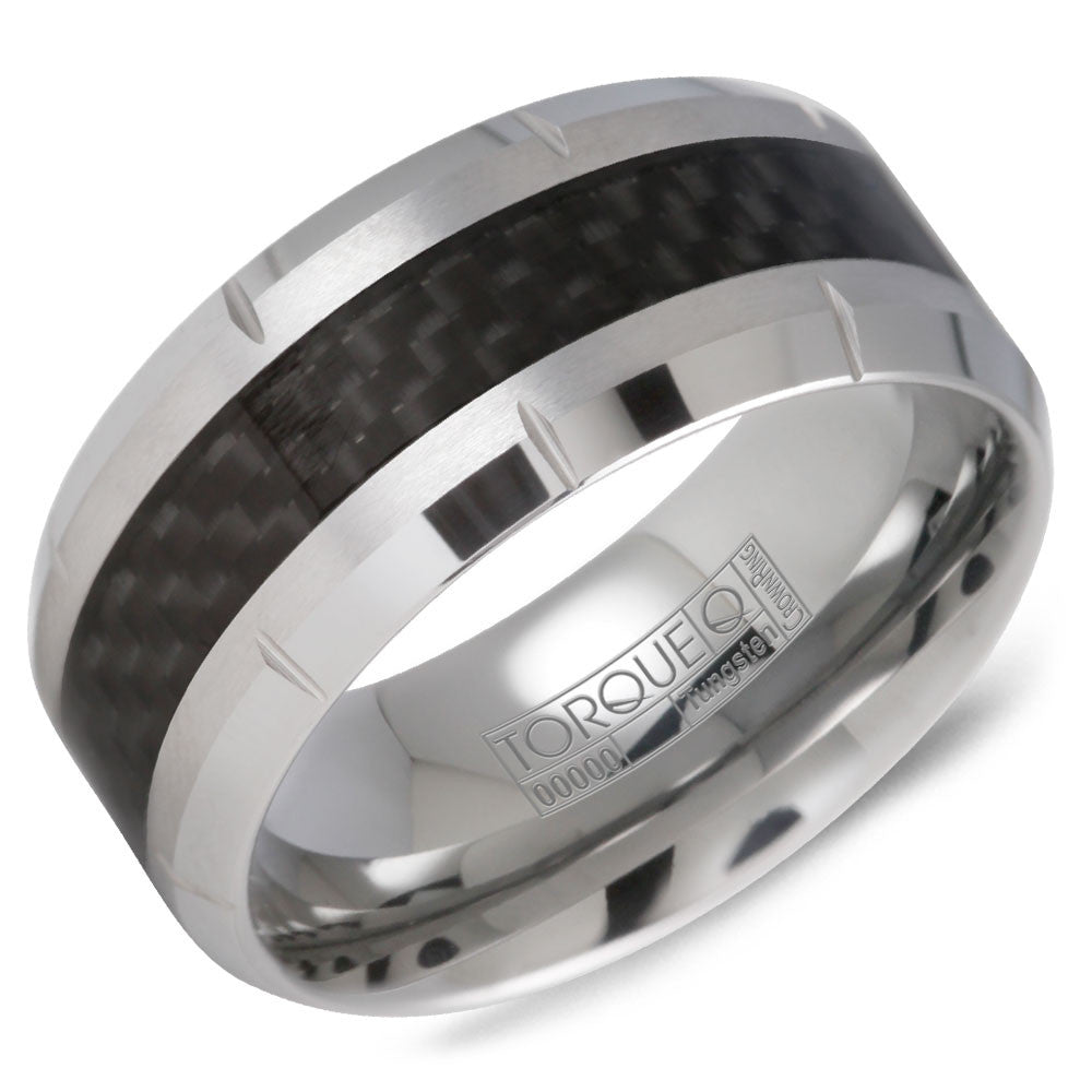 Torque Tungsten Collection 10MM Wedding Band with Carbon Fiber TU-0017