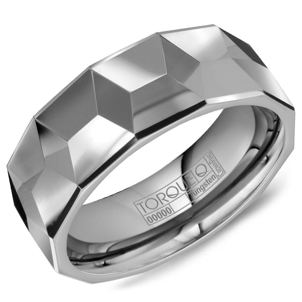 Torque Tungsten Collection 8MM Wedding Band with Architectural Design TU-0028