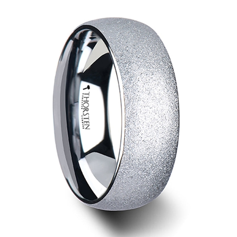 Thorsten Quartz Domed Tungsten Carbide Ring w/ Sandblasted Crystalline Finish(2-8mm) W1163-DTSB