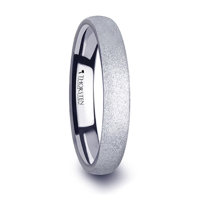 Thorsten Quartz Domed Tungsten Carbide Ring w/ Sandblasted Crystalline Finish(2-8mm) W1163-DTSB